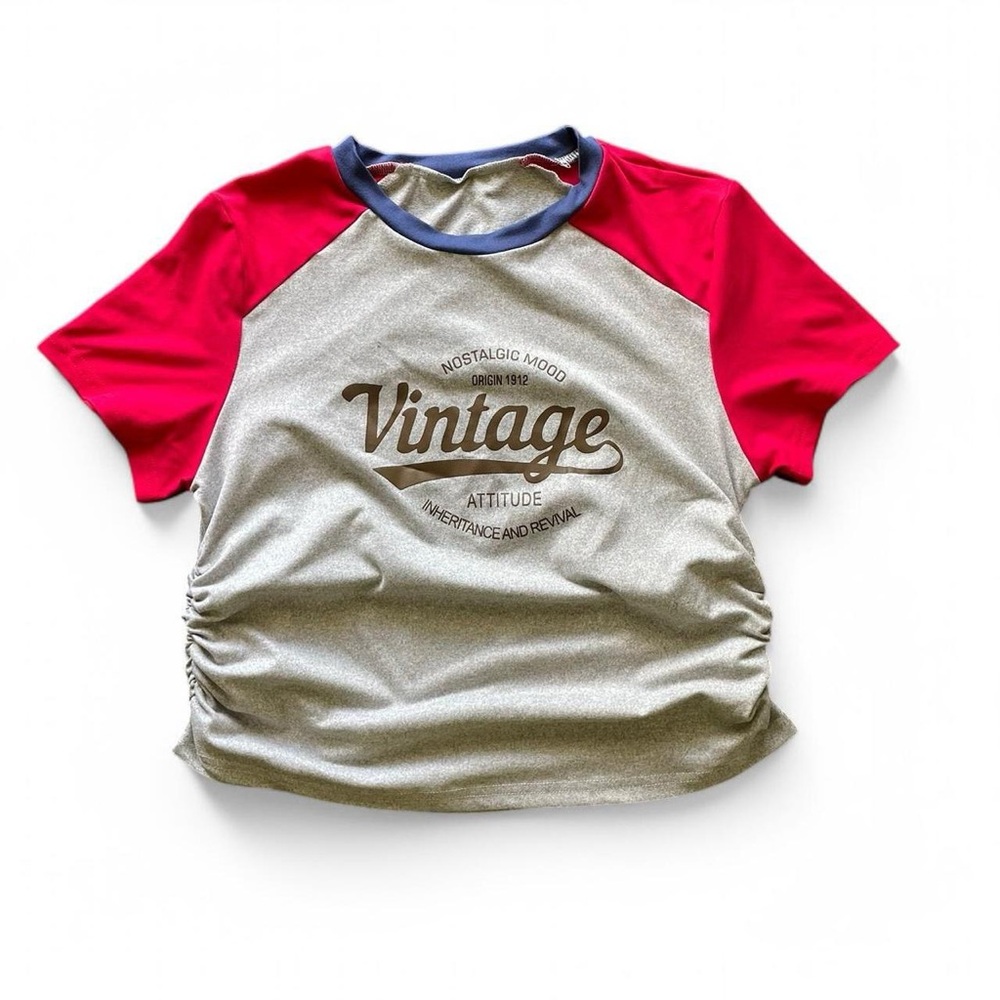 Vintage Red and Gray Short Sleeve Tee